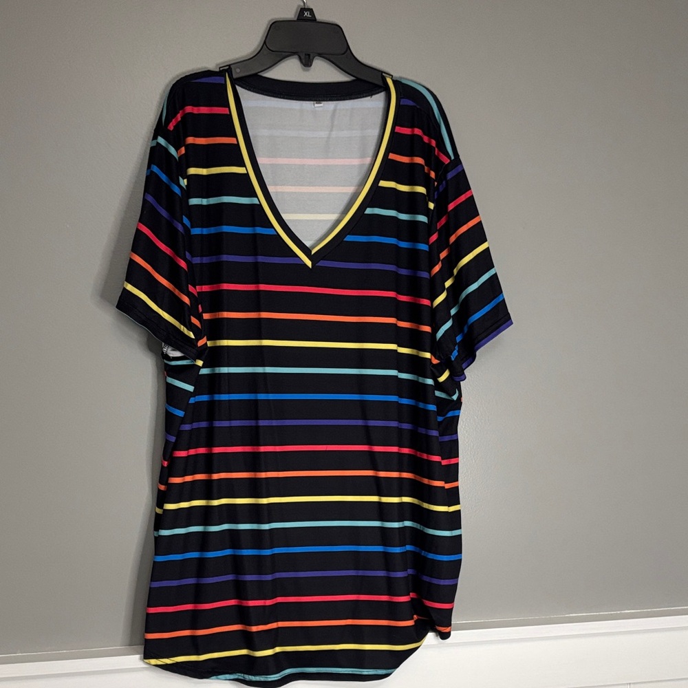 Multicolor Striped V-Neck Top